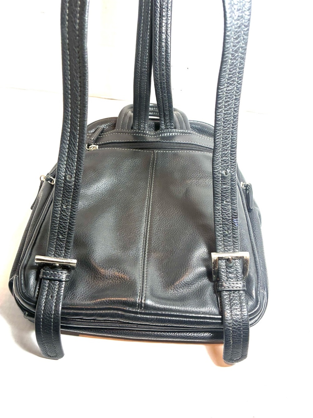 Tignanello Black Genuine Leather Women’s Backpack Purse Classic Older Style - Picture 7 of 14